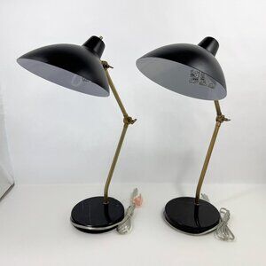 Threshold Two-Way Adjustable Black & Brass Desk Lamp w/ Marble Base Arcadia Col.